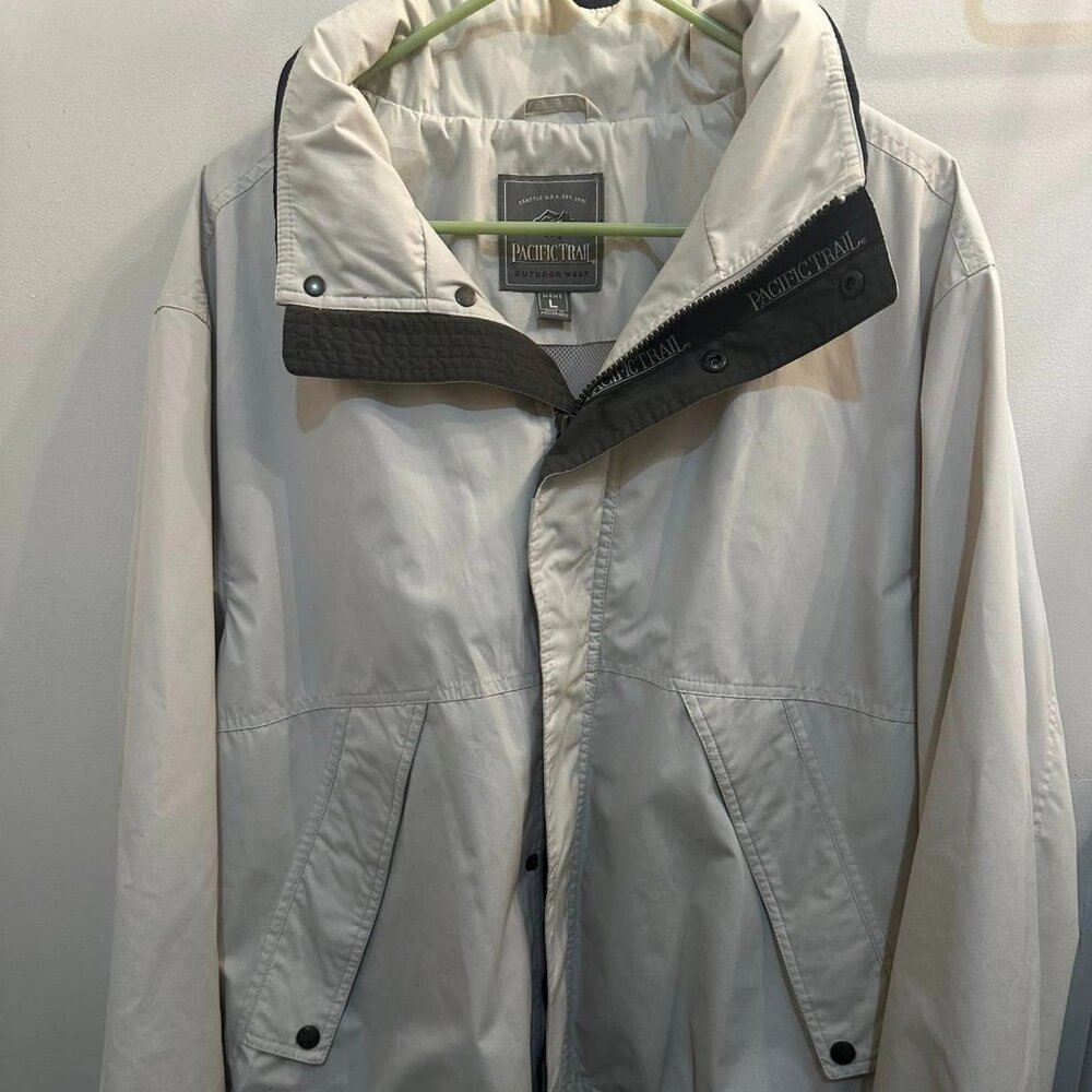 Cream Pacific Trail Raincoat with hood-Large